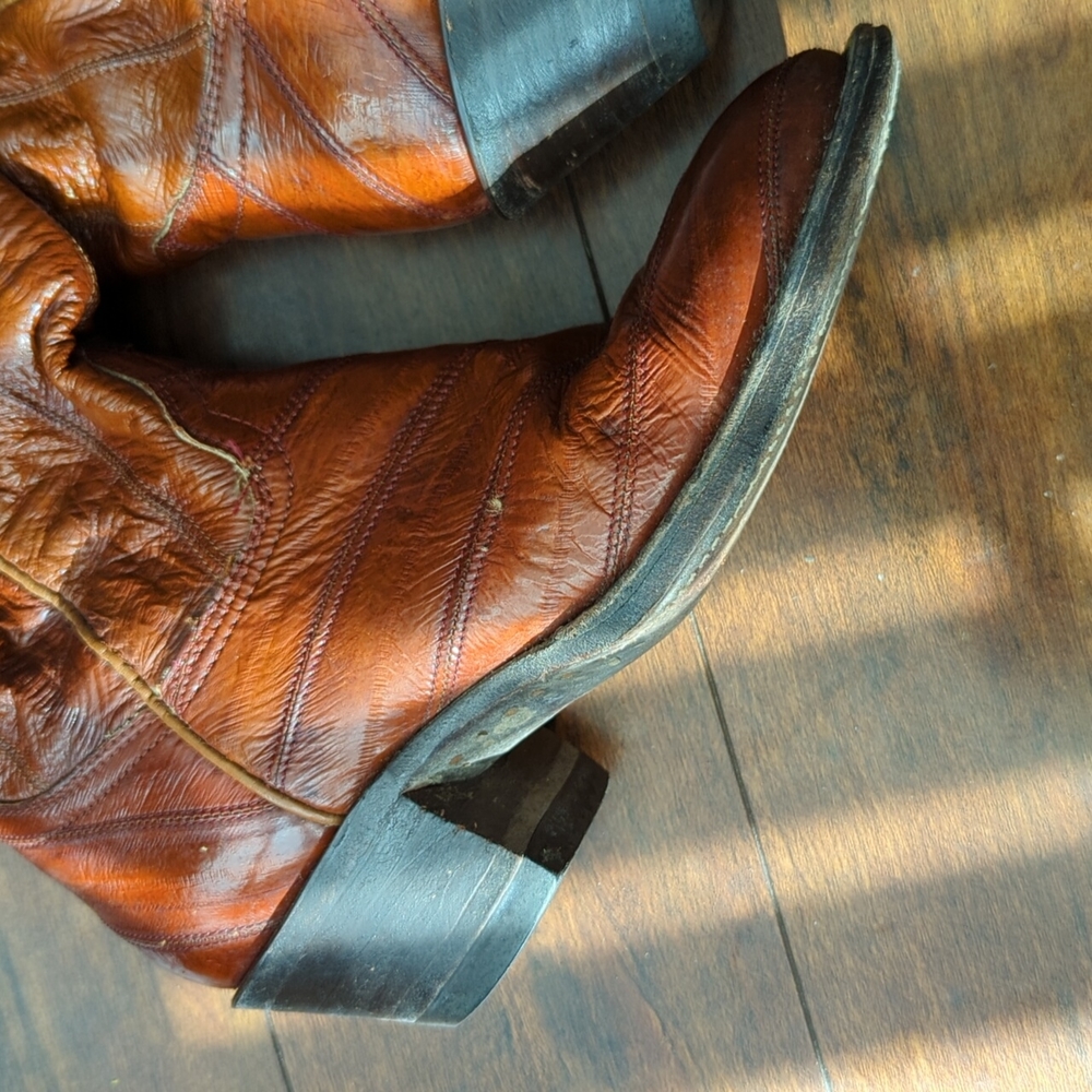 Vintage Hondo Brown Boots Exotic Eel Skin Woman's 7 - Picture 3 of 8